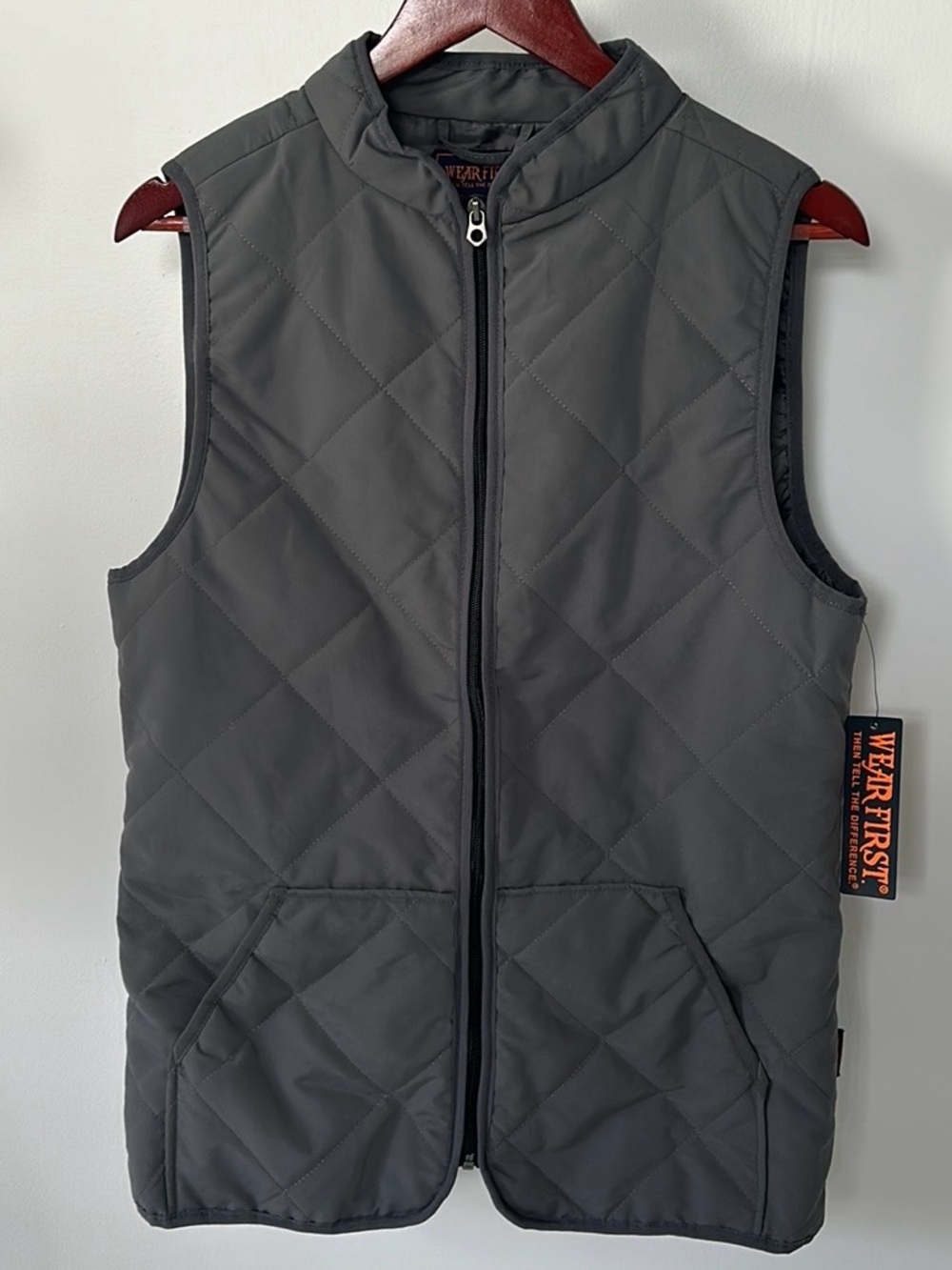Wear First Gray Quilted Zip-Up Vest Size Small NWT